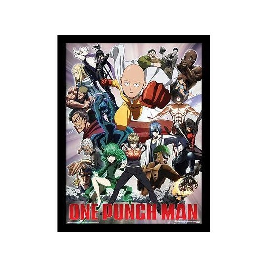 ONE PUNCH MAN - Héros et Villains - Impression encadrée 30x40cm