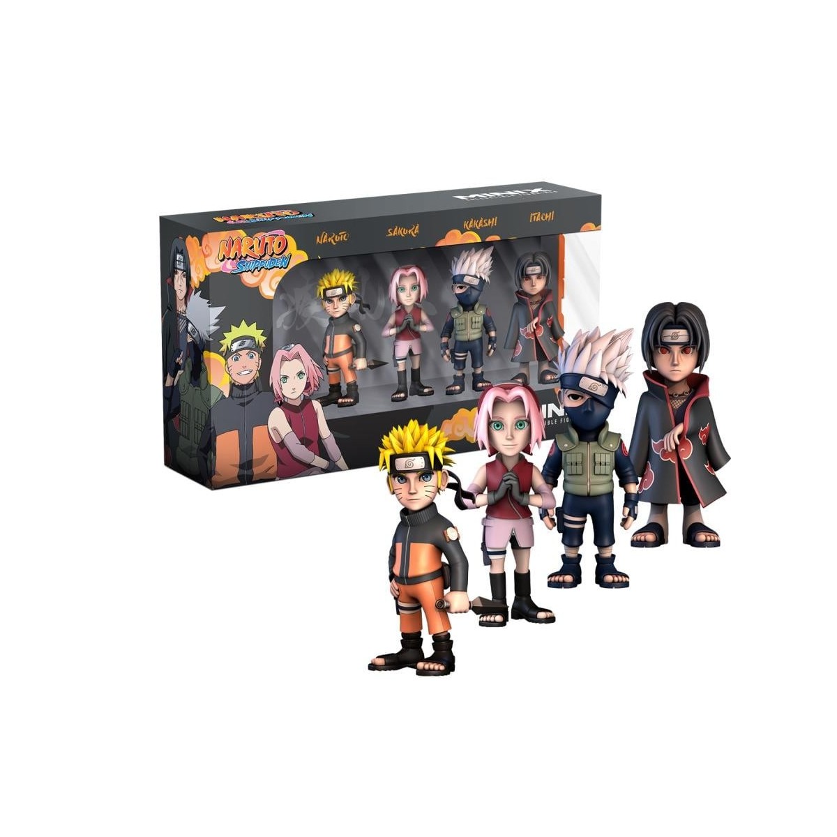 NARUTO SHIPPUDEN - Naruto, Kakashi, Itachi, .. - Pack 4 Fig. Minix 7cm