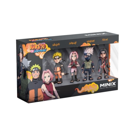NARUTO SHIPPUDEN - Naruto, Kakashi, Itachi, .. - Pack 4 Fig. Minix 7cm